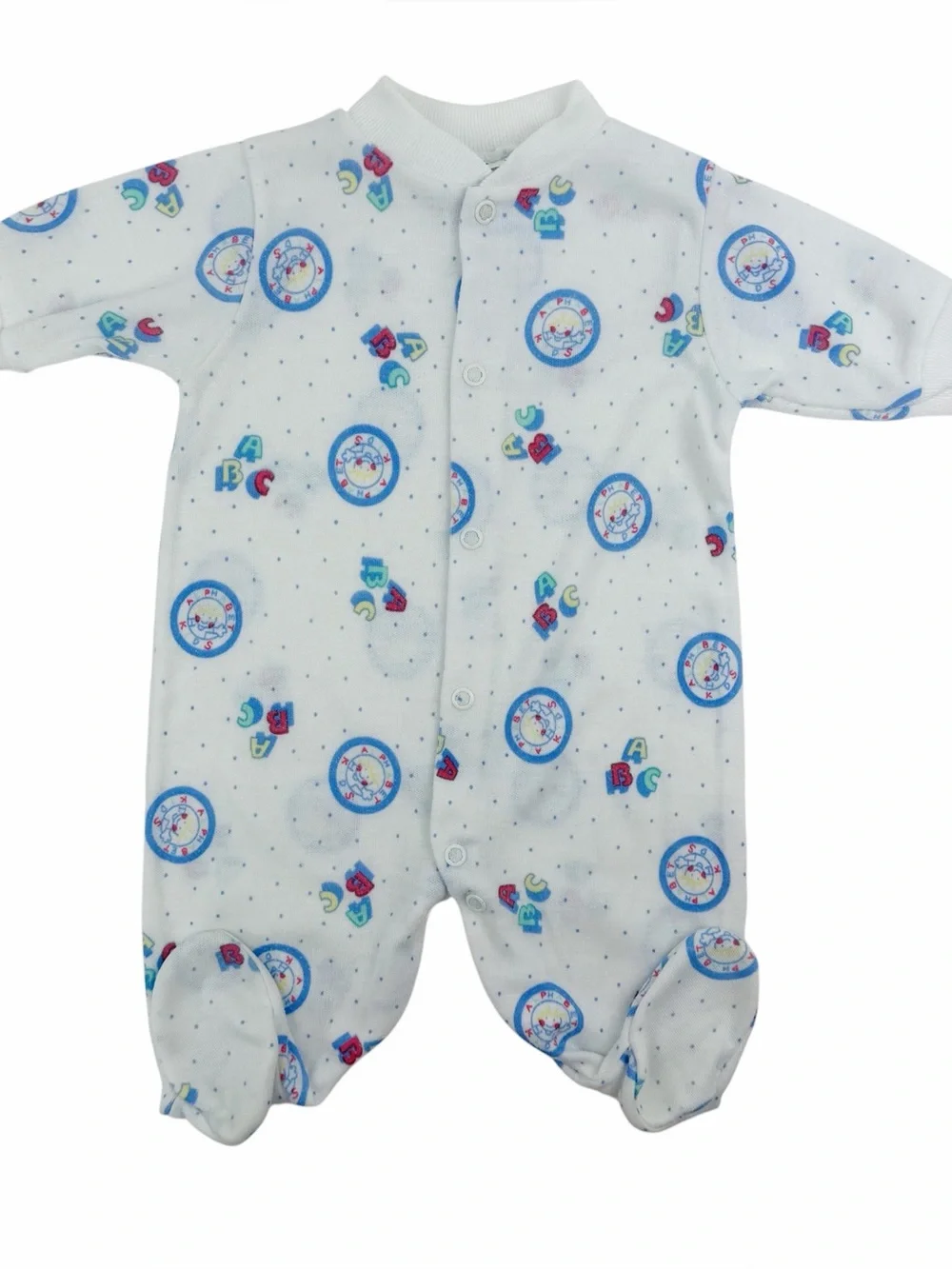 Vintage Alexis Newborn Infant Footed Sleeper White ABC’s Alphabet Kids